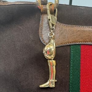 Gucci Equestrian Themed Gold Tone Riding Boot & Jockey Cap Bag Charm